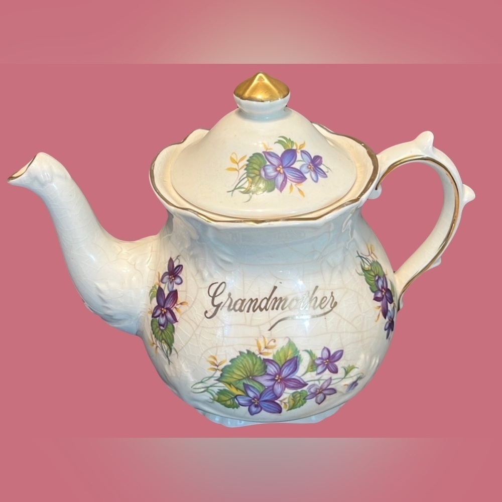 Vintage teapot by Price Kensington purple floral Grandmother Made in England